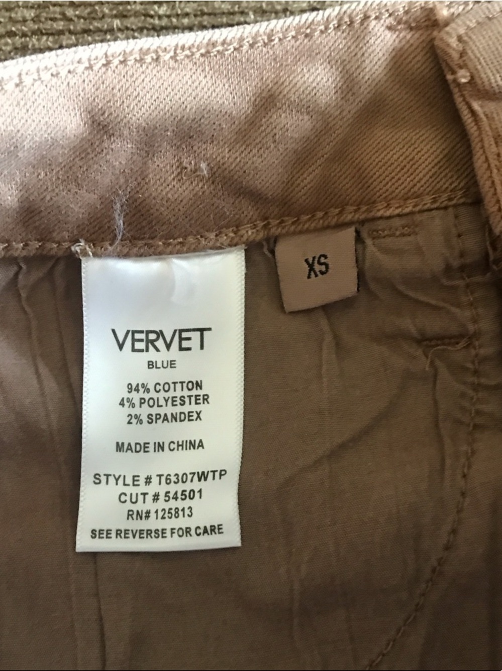New Vervet High -Waist Frayed Hem Shorts in Tan - Picture 6 of 6